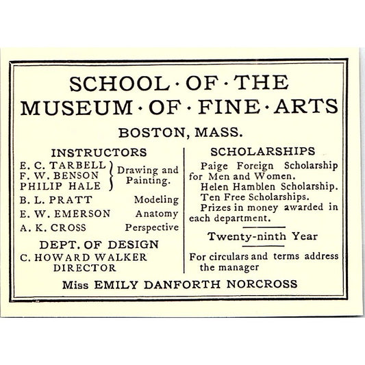 School of the Museum of Fine Arts Emily Danforth Norcross Boston - 1904 Ad AF5-1