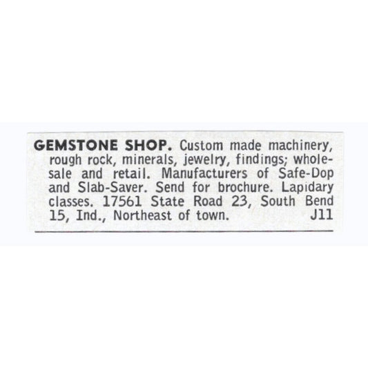 South Bend Indiana Gemstone Shop 1964 Magazine Ad AB6-S8