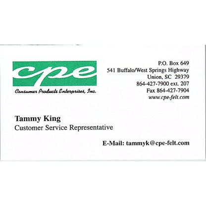 Tammy King Consumer Products Enterprises Union SC Vintage Business Card SC9-B9