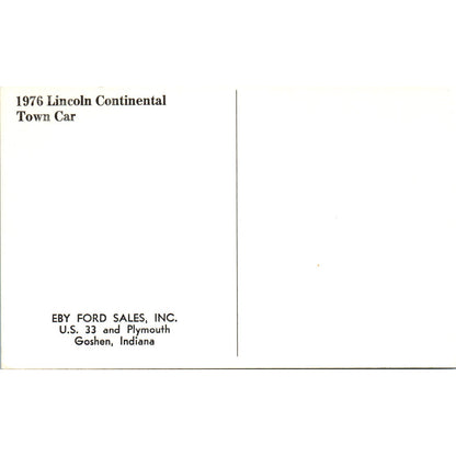 1976 Lincoln Continental Town Car Eby Ford Sales Goshen IN Vintage Postcard PC12