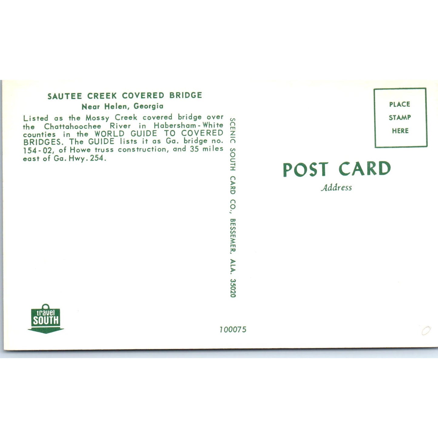 Sautee Creek Helen Georgia Covered Bridge Postcard PC3