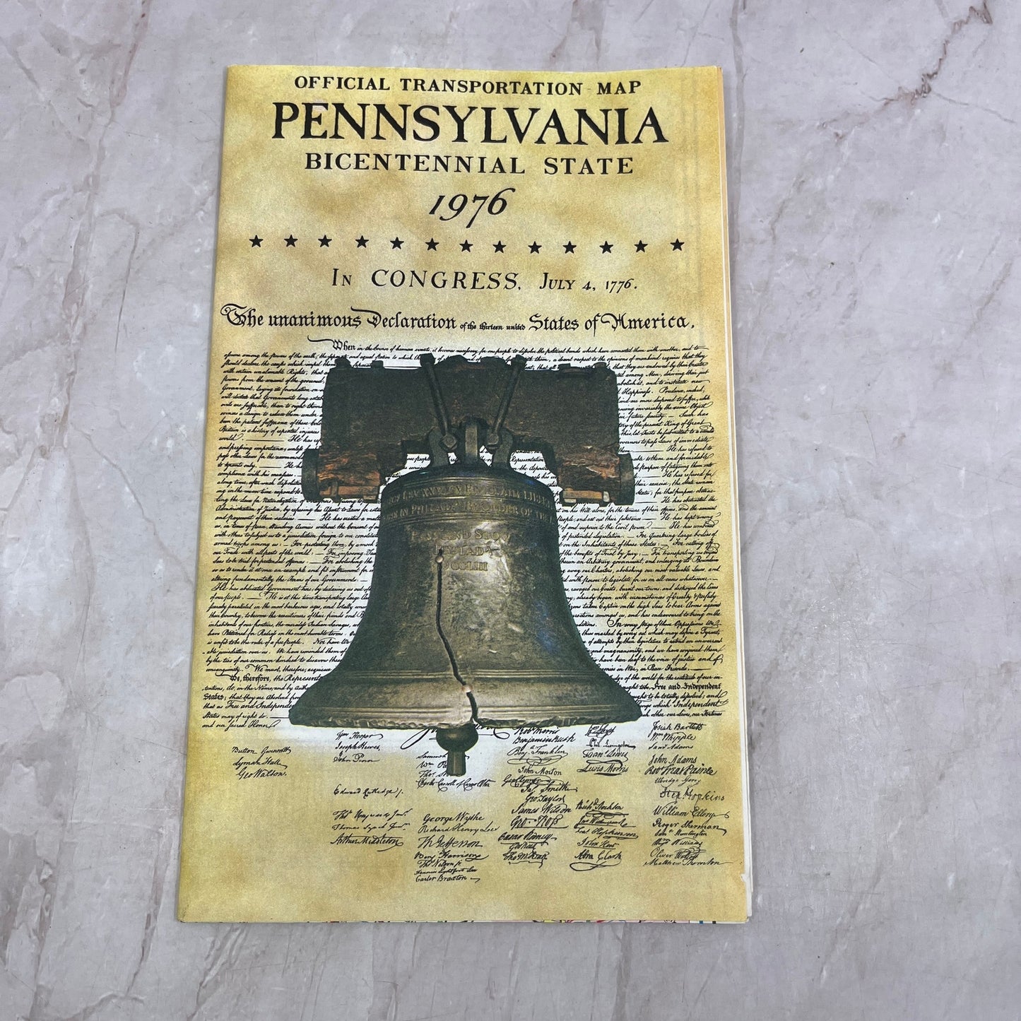 1976 Official Transportation Map Pennsylvania Bicentennial Site L4-2