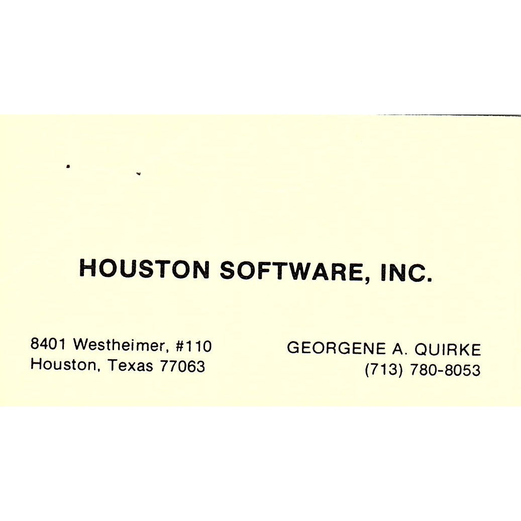 Houston Software Inc Georgene A Quirke Houston TX Vintage Business Card SD9-B2