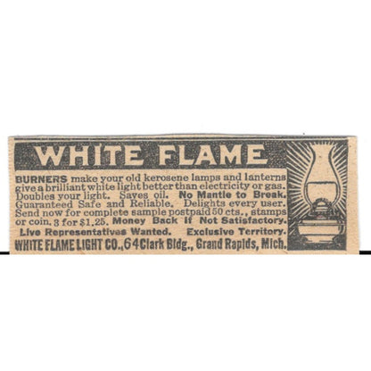 White Flame Light Co Grand Rapids Michigan 1920 Ad AG2-S9