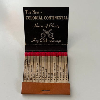 Colonial Continental Lincoln NE Feature Matches Vintage Matchbook TB7-XSM
