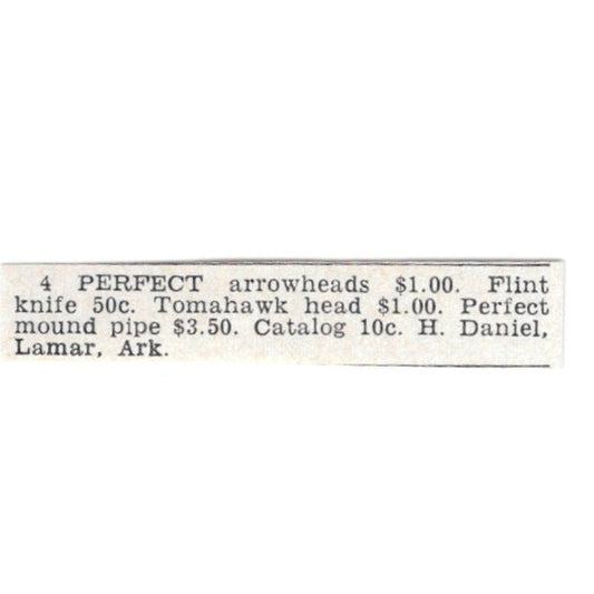 Perfect Arrowheads - H. Daniel, Lamar Arkansas 1955 Ad AG1-S9