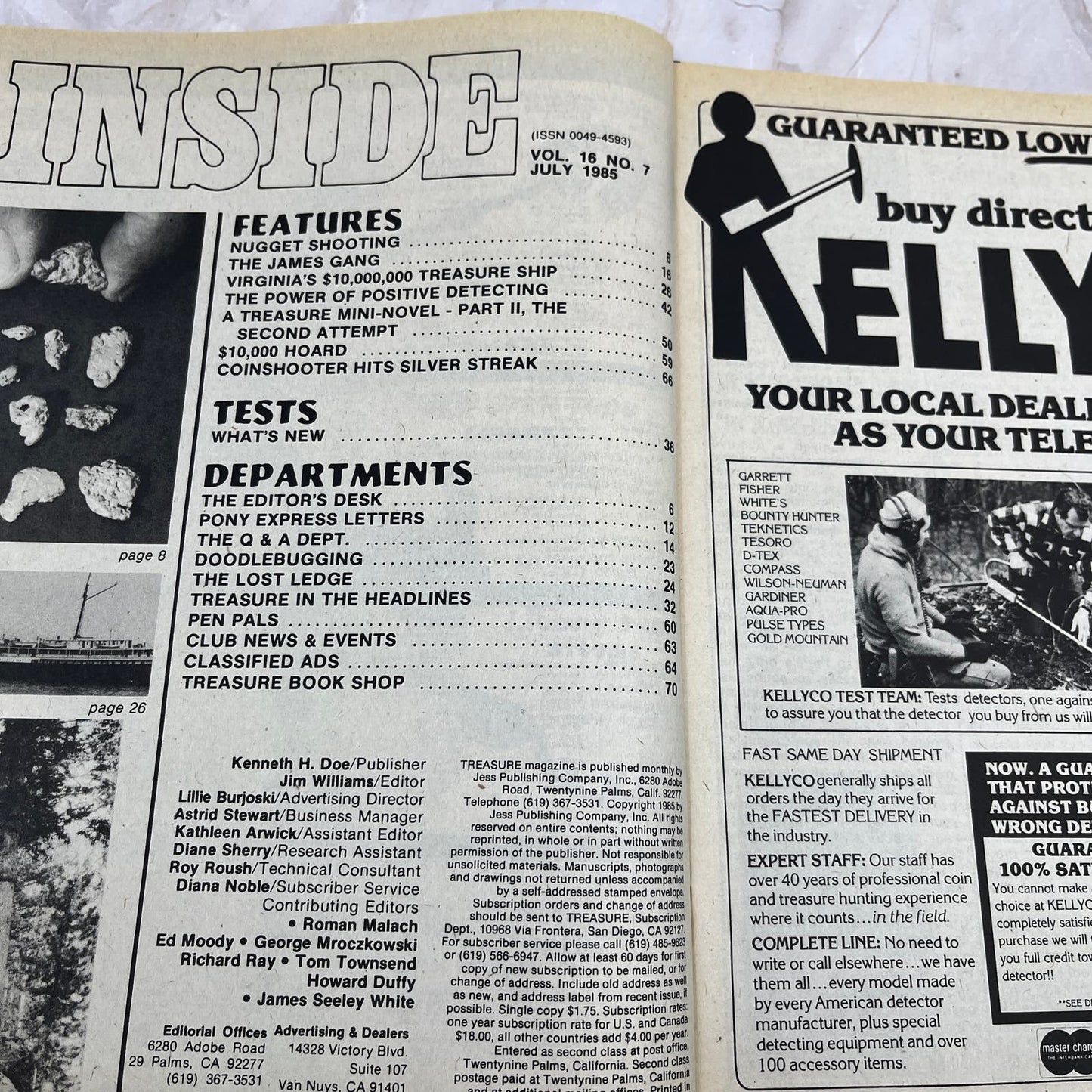 1985 July - Treasure Magazine - Treasure Hunting Metal Detecting Gold Coins M10