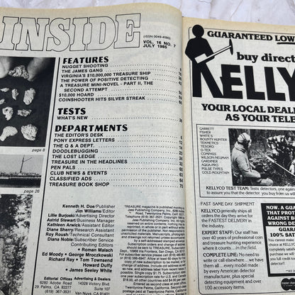 1985 July - Treasure Magazine - Treasure Hunting Metal Detecting Gold Coins M10