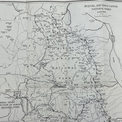 1954 Sequoia and Kings Canyon Parks CA Fold Out Travel Map & Brochure TG8-Z