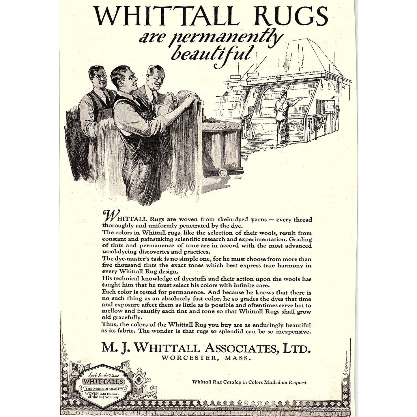 Whittall Rugs M.J. Whittall Associates Ltd Worcester MA 1926 Ad AG3-7