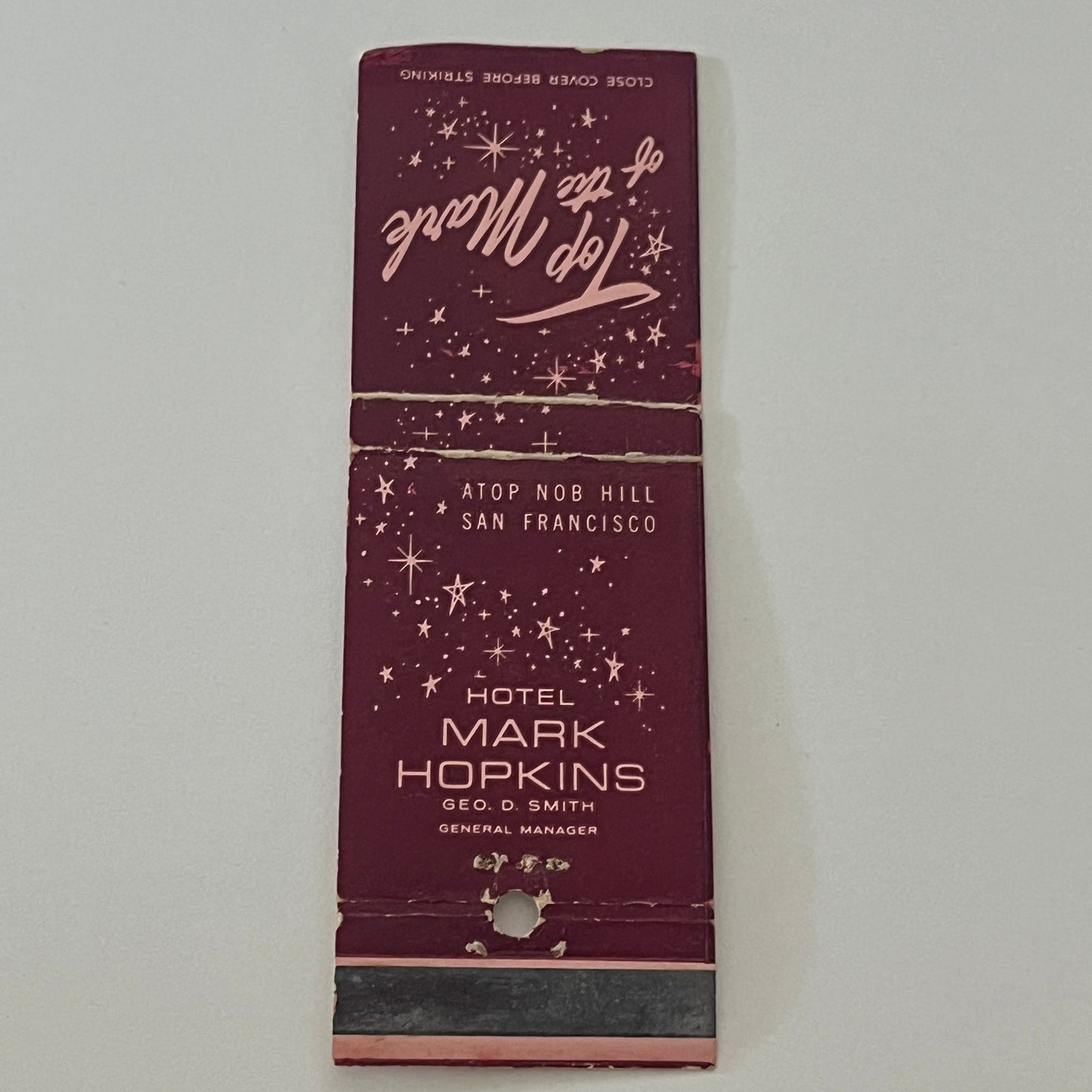 Hotel Mark Hopkins Geo. D Smith Nob Hill San Francisco Matchbook Cover MM5-9