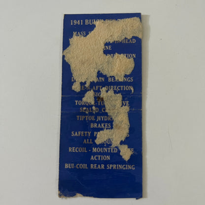 Buick for 1941 - It's a Fireball c1940 Matchbook Cover TE2-MKO-4