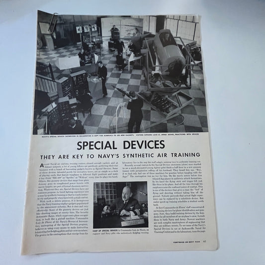 Navy Special Devices Synthetic Air Training 4 Pages 1940s WWII Era Article V30-1