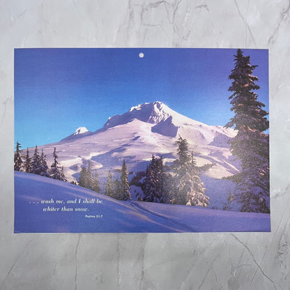 1983 Psalms 51:7 Snowy Mountain Scene 7.5x10.5" Art Print V22