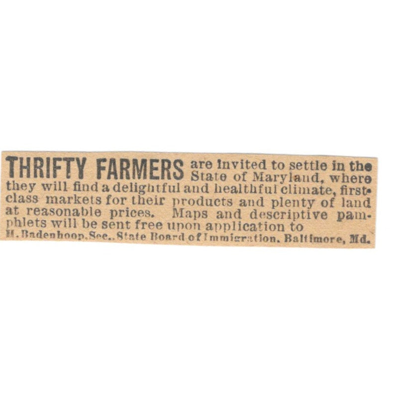 Thrifty Farmers Maryland Farming H Badenhoop Baltimore 1905 Magazine Ad AF1-NES4