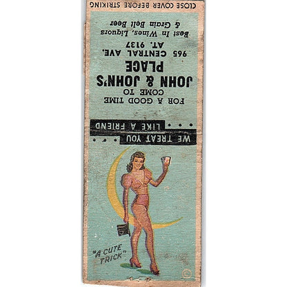 John & John's Place 965 Central Ave. Minneapolis MN Pinup Matchbook Cover SE5-Y2