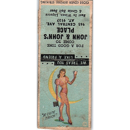 John & John's Place 965 Central Ave. Minneapolis MN Pinup Matchbook Cover SE5-Y2