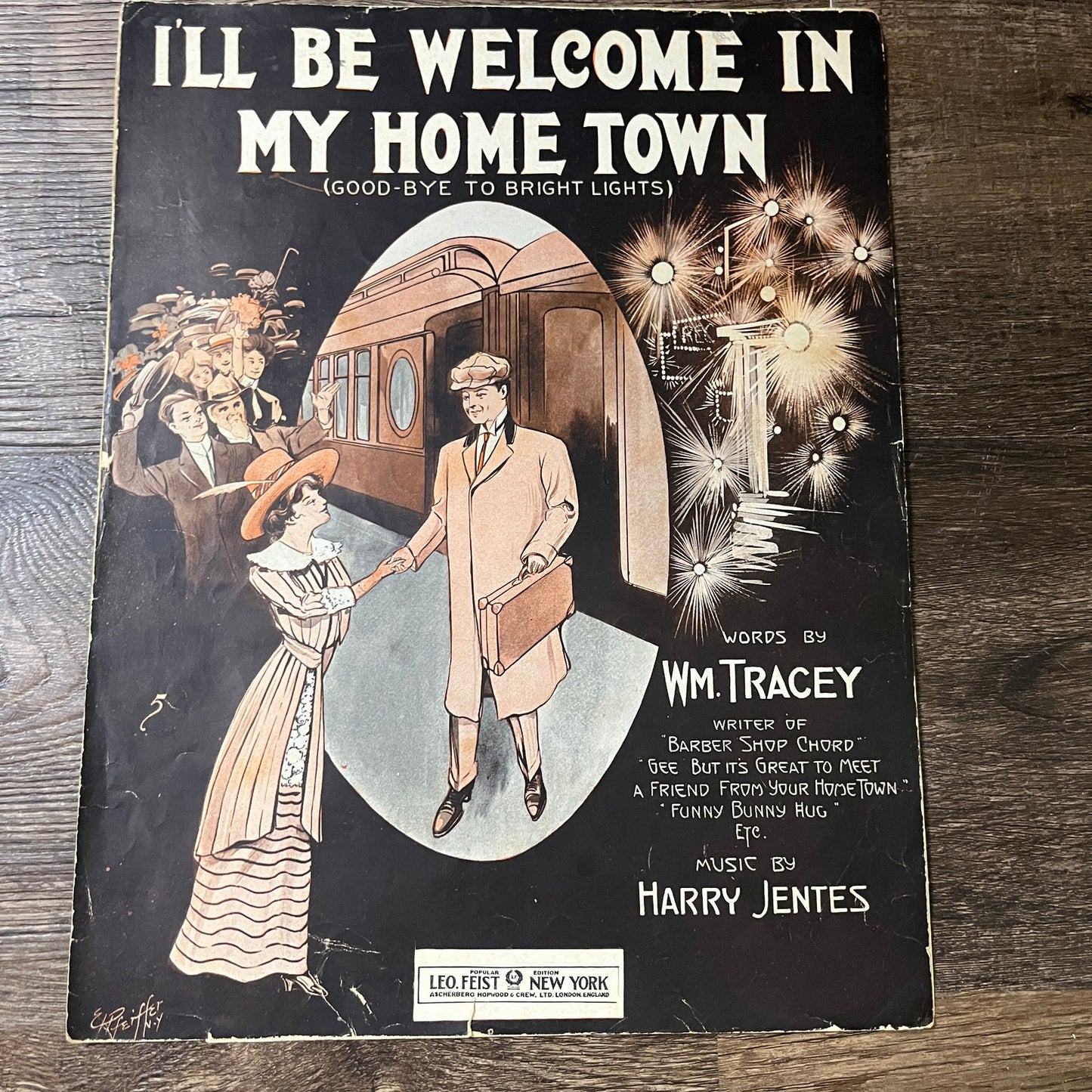 I'll Be Welcome in My Home Town Wm. Tracey Harry Jetes 1912 Sheet Music V13
