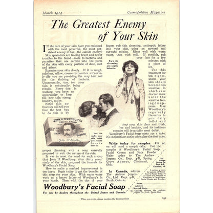 1914 Nyal's Face Cream Soap Antique Magazine Ad 6.5x9.5 V4