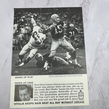 Bart Starr NFL Green Bay Packers Vitalis Pomade Vintage 8x10 Ad V14-5