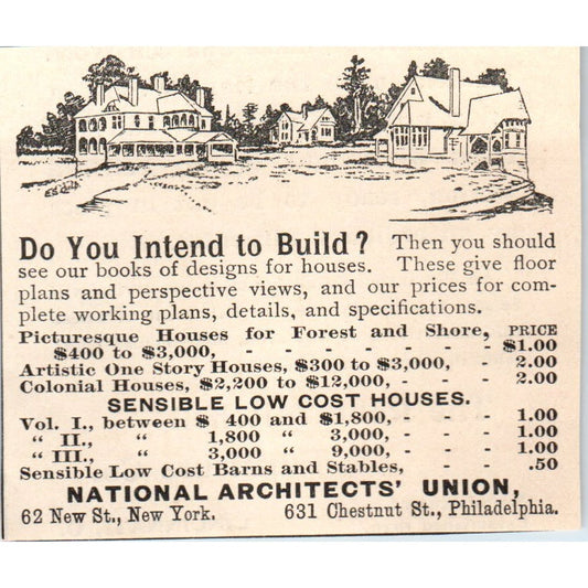 National Architects' Union Chestnut St. Philadelphia 1892 Magazine Ad AK6-M2