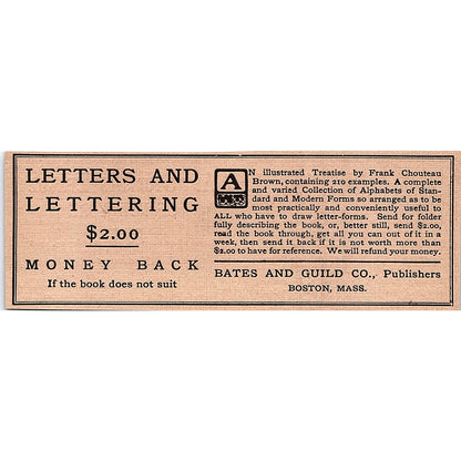 Letters and Lettering Bates and Guild Co Boston MA - 1908 Ad AF4-3