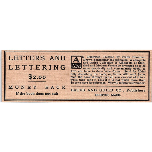 Letters and Lettering Bates and Guild Co Boston MA - 1908 Ad AF4-3