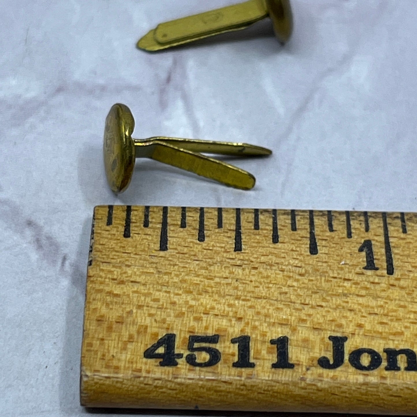 Vintage Deco Fasteners - Brads - 1/2" Big Top Brass- 40 Brads SB7