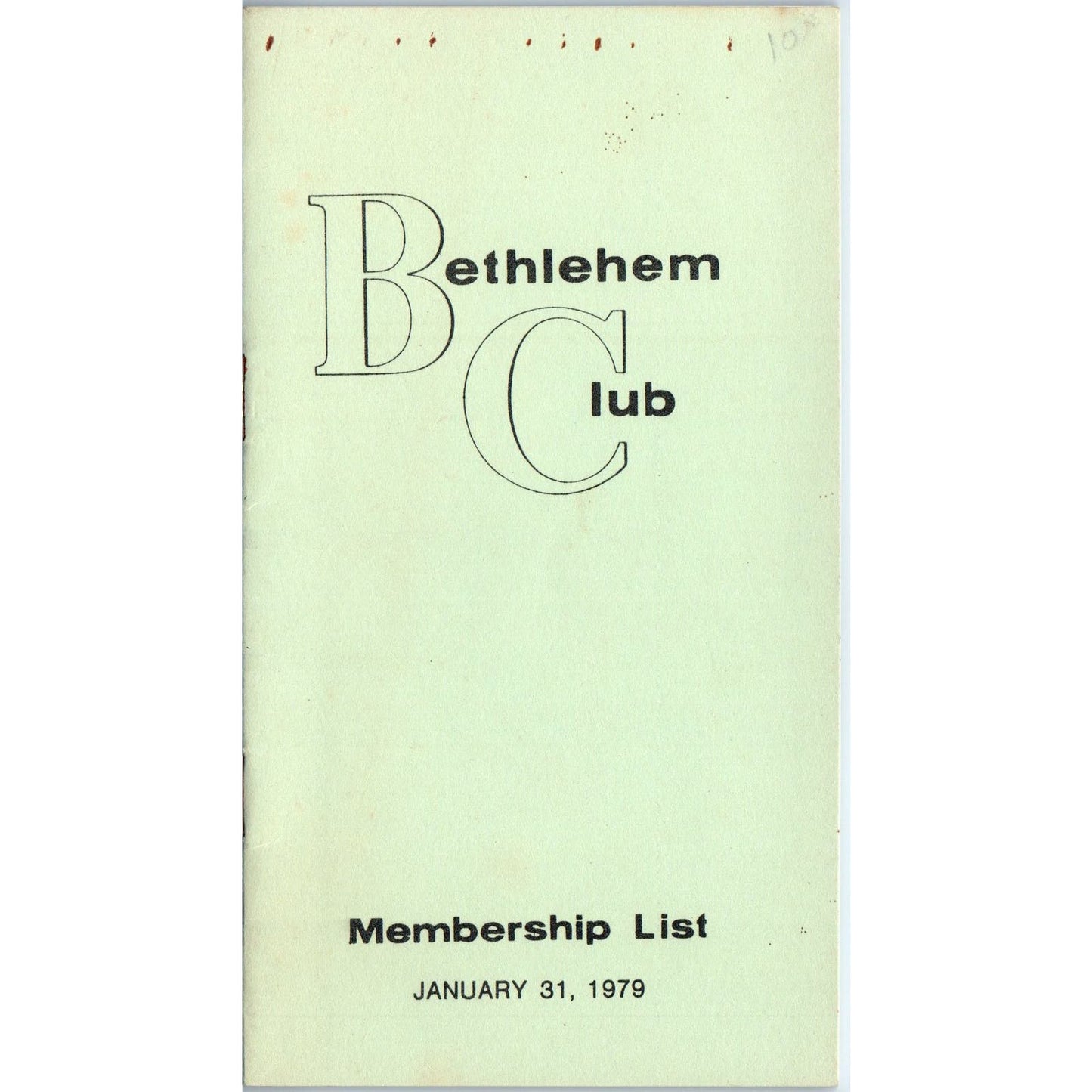 1979 Bethlehem Club Membership List Booklet Bethlehem PA AE5