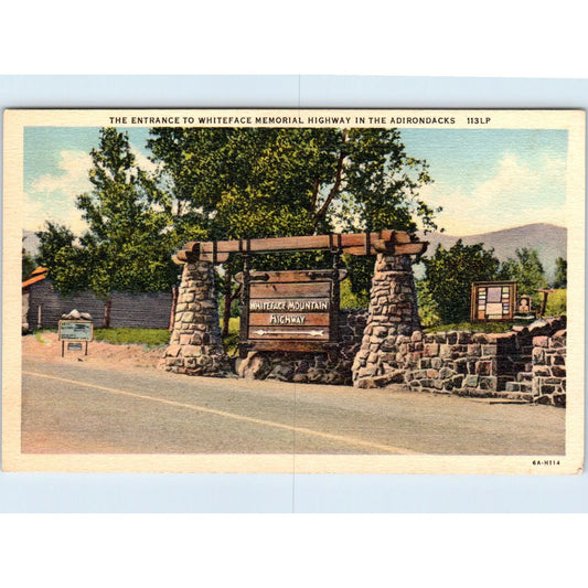 Entrance to Whiteface Memorial Highway Adirondacks Original Postcard PC9