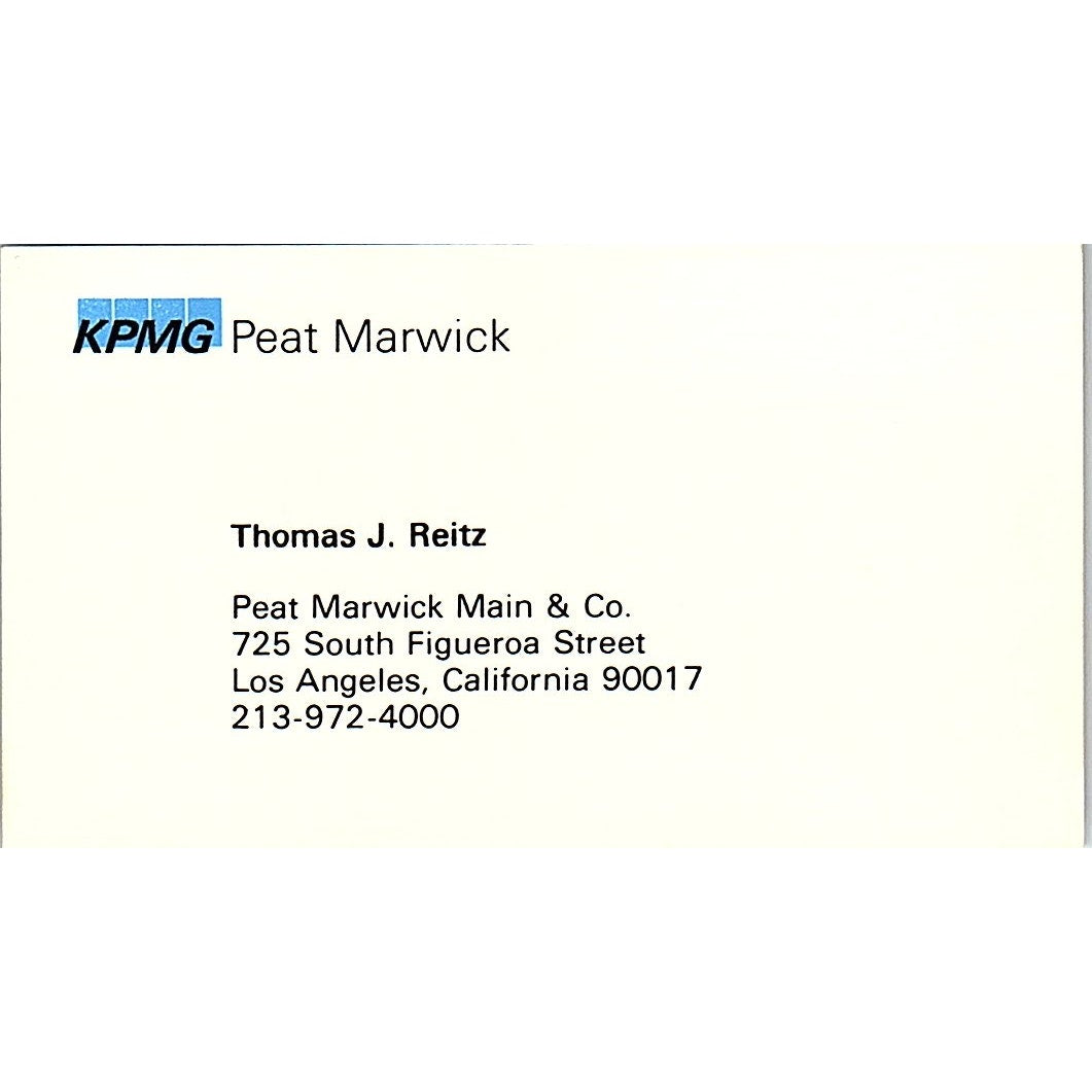 Thomas J Reitz Peat Marwick & Co Los Angeles Vintage Business Card SD9-B1