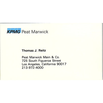Thomas J Reitz Peat Marwick & Co Los Angeles Vintage Business Card SD9-B1