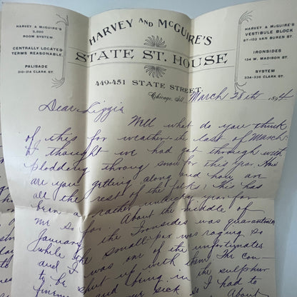 1894 Harvey & McGuire's State St. House Chicago Handwritten Letter AI9-H5