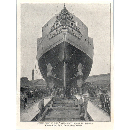 Stern View of the Victoria Ready to Launch 1897 Victorian Photo AE9-TS4