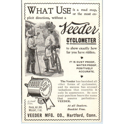 Veeder Mfg Co Cyclometer Hartford CT 1897 Victorian Ad AE9-TS10