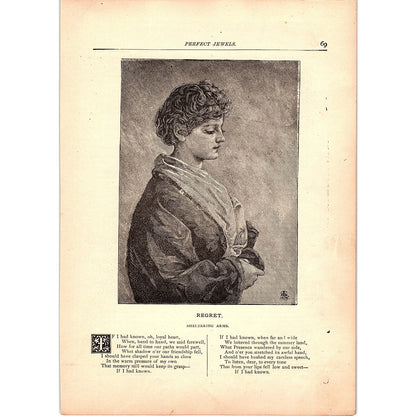 Regret - Sheltering Arms, The Maiden's Prayer Parker Willis 1884 Poem TA5-CJ-3