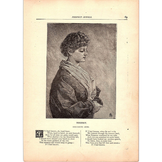 Regret - Sheltering Arms, The Maiden's Prayer Parker Willis 1884 Poem TA5-CJ-3