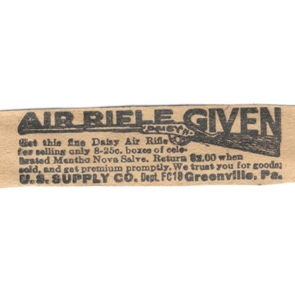 US Supply Co Greenville PA Free Daisy Air Rifle Offer 1923 Magazine Ad AE1-6
