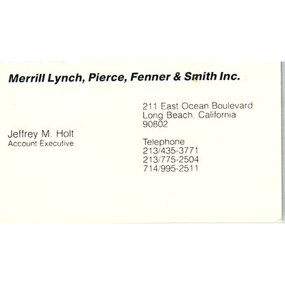 Merrill Lynch pierce Fenner & Smith Jeffrey M. Holt Long Beach CA, B Card SF3-B8