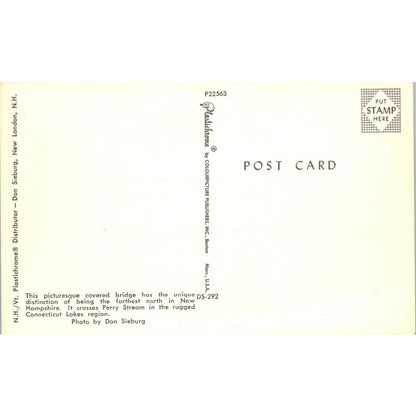 Perry Stream Bridge New Hampshire Vintage Covered Bridge Postcard PC16