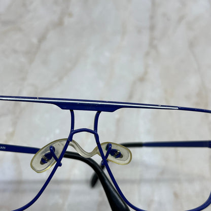 Vintage Aviator Blue Metal Wraparound Sunglasses Eyeglasses Frames TD5G1-10
