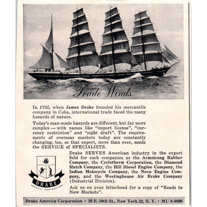 Drake America Corporation 1951 Magazine Ad AF1-MF1