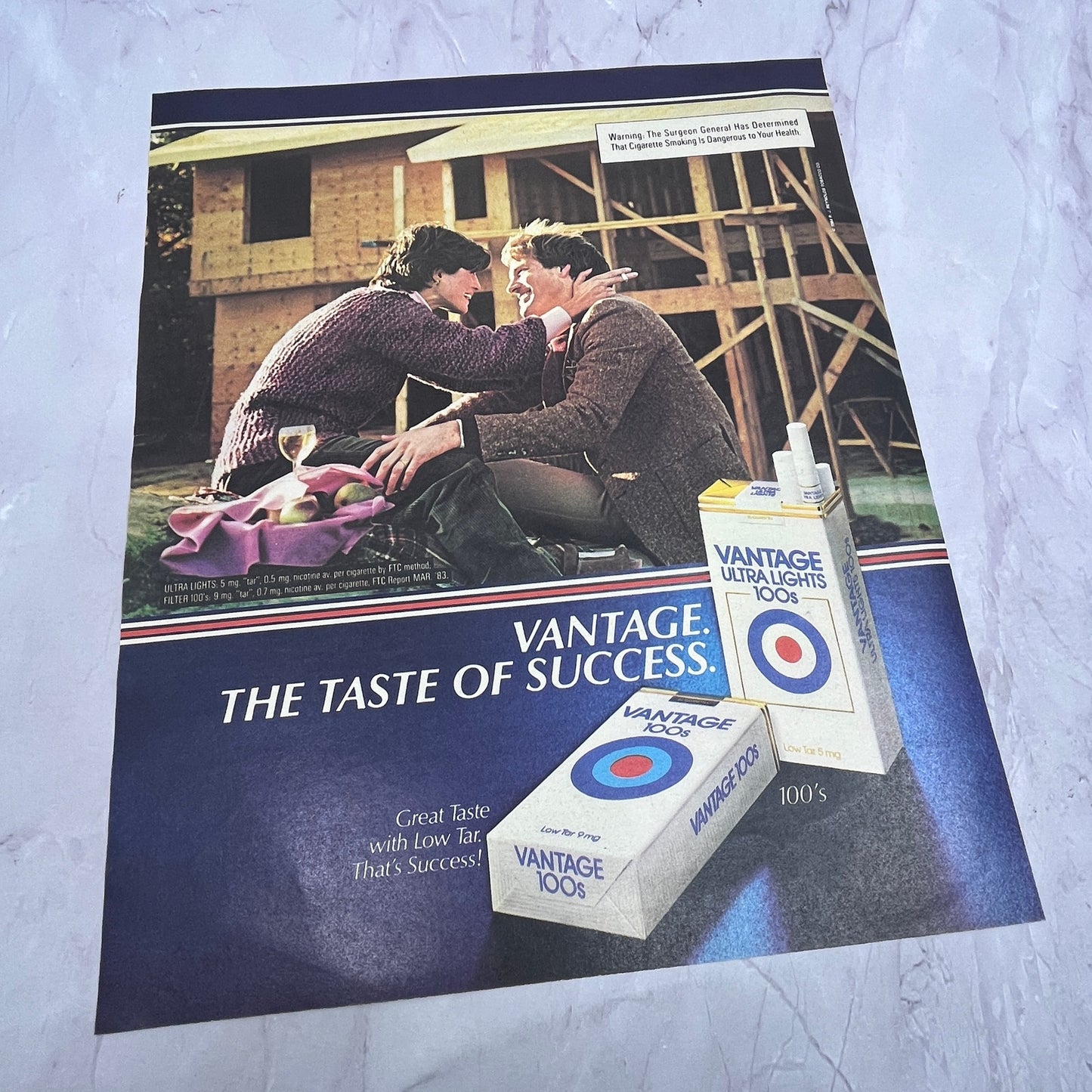 Vantage Ultra Lights - The Taste of Success 1984 Ad V14-7