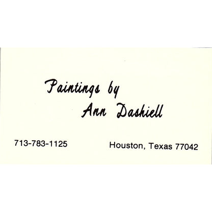 Paintings by Ana Dashiell Houston TX Vintage Business Card SE3-B12