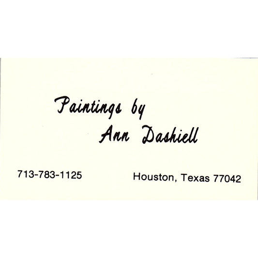Paintings by Ana Dashiell Houston TX Vintage Business Card SE3-B12