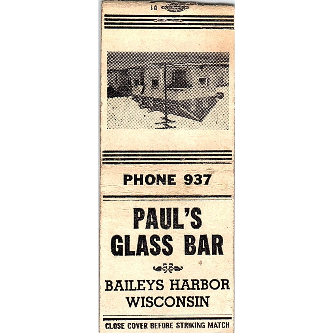 Paul's Glass Bar Baileys Harbor WI Vintage Matchbook Cover SF3-Y4