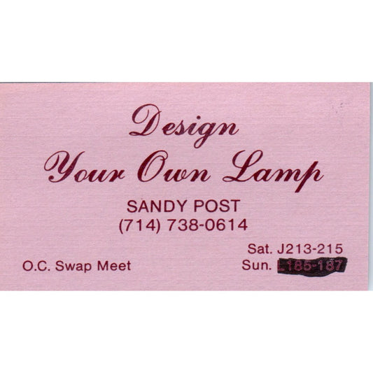 Sandy Post Design Your Own Lamp OC Swap Meet CA Vintage Business Card SD8-B4