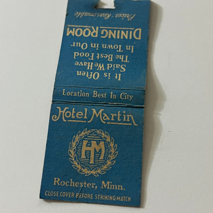 Hotel Martin Rochester MN Vintage Matchbook TB6-MB2-11