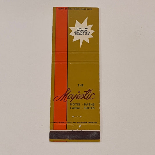The Majestic Hotel Hot Springs National Park AR Matchbook Cover TB6-MB2-2