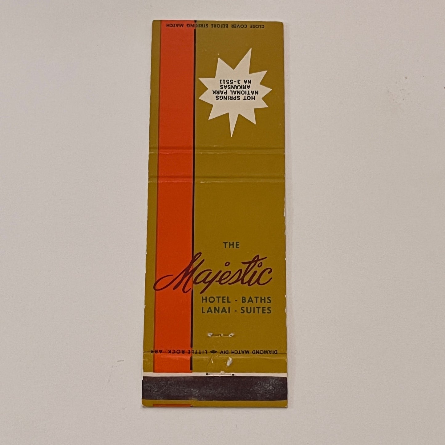 The Majestic Hotel Hot Springs National Park AR Matchbook Cover MB59-3